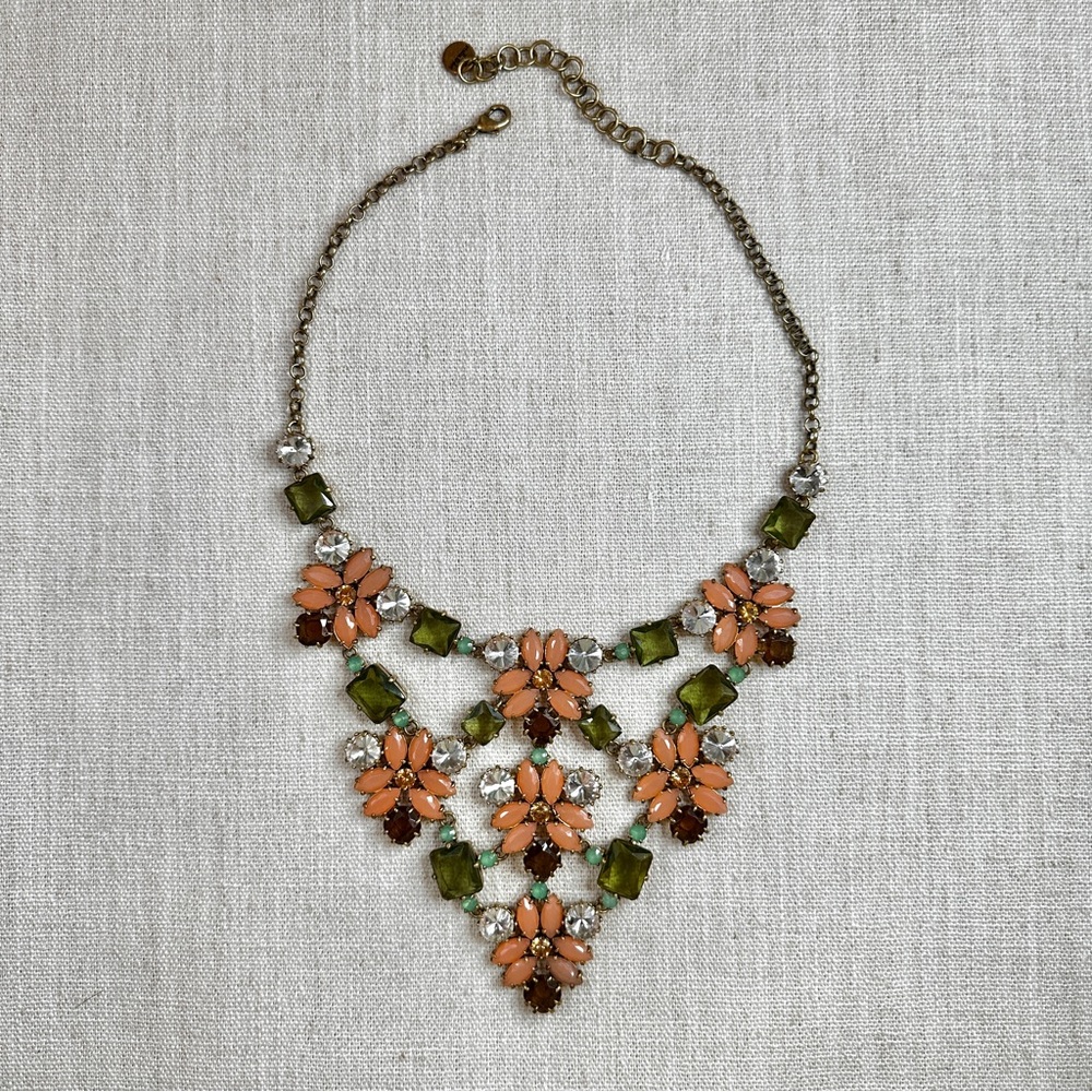 Stella & Dot Gold Tone Crystal Fleurette Bib Statement Necklace *shop@iamwarrior